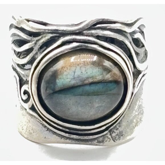 Labradorite Gemstone Sterling Silver Ring Size 7 Handcrafted In Israel - Picture 1 of 8